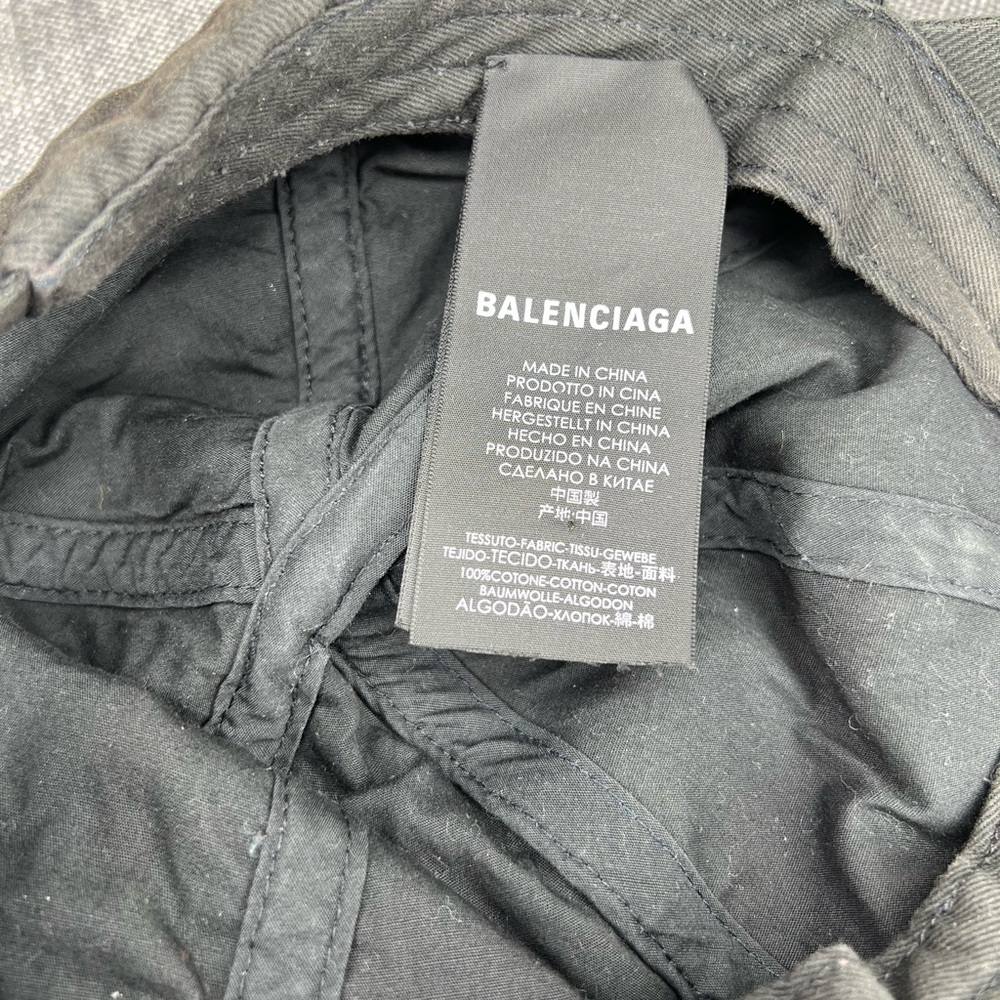 VINTAGE Balenciaga Logo Wave Baseball Hat Black Curved Brim SUPREME Condition - Picture 10 of 12